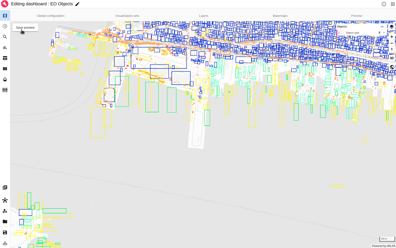 Set EO Objects dashboard preview